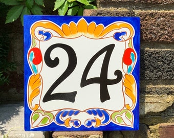 Small house number address plaque hand painted address sign, house numbers, ceramic house number plaque custom address tile, housewarming