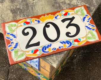 Terra Cotta House Numbers, Spanish colorful house number plaque, Colorful ceramic house number plaque, Address sign for the new home owner