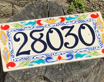 House Numbers Plaque, Hand Painted Porcelain Address Sign, Italian Custom Ceramic Tile House Number, Frost-proof Outdoor Address Plaque