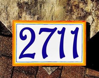 Choose Any 3 Colors Custom Hand Painted Ceramic Address Sign Decorative Tile, House Number Plaques Personalized to Your Decor Terra Cotta