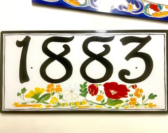 House numbers, house number plaque, house number sign, hand painted Italian house numbers, ceramic house numbers, housewarming gifts, floral