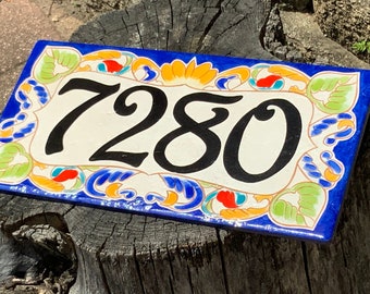 Cobalt Blue Italian House Number plaque, Decorative Hand Painted Colorful Address Sign, Gift For the New Home Owner. House Warming Gift