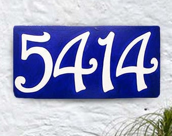 Modern Hand Painted House Number Tile, Custom Address Sign, Porcelain frost proof Plaque