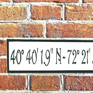 Coordinates sign, Latitude and longitude, GPS Coordinates, Location sign, House numbers, Personalized house address sign, Housewarming gift