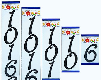 Vertical Porcelain House Numbers, Hand Painted Address Sign, Fence Post Numbers