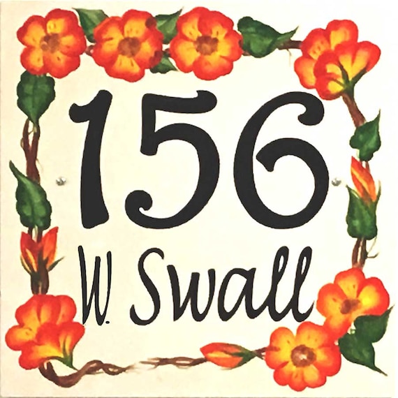 Flowers House Name Number Plaque Gift Garden Home Personalised Carnation Sign