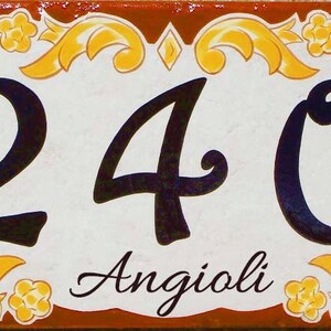 Custom address sign plaque for home, House number personalized family name sign on ceramic decorative housewarming gift for a new homeowner brown