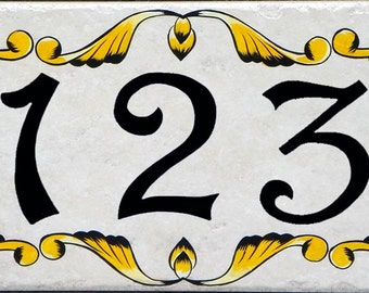 House number plaques, hand painted Italian house numbers, ceramic house numbers, house numbers, house sign, hand painted ceramic house signs
