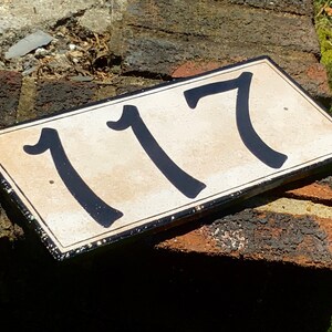 Large Rustic house number plaque. Porcelain address sign, Black door signs, Housewarming gift, Real Estate closing gift image 6