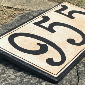 Large Rustic house number plaque. Porcelain address sign, Black door signs, Housewarming gift, Real Estate closing gift image 8