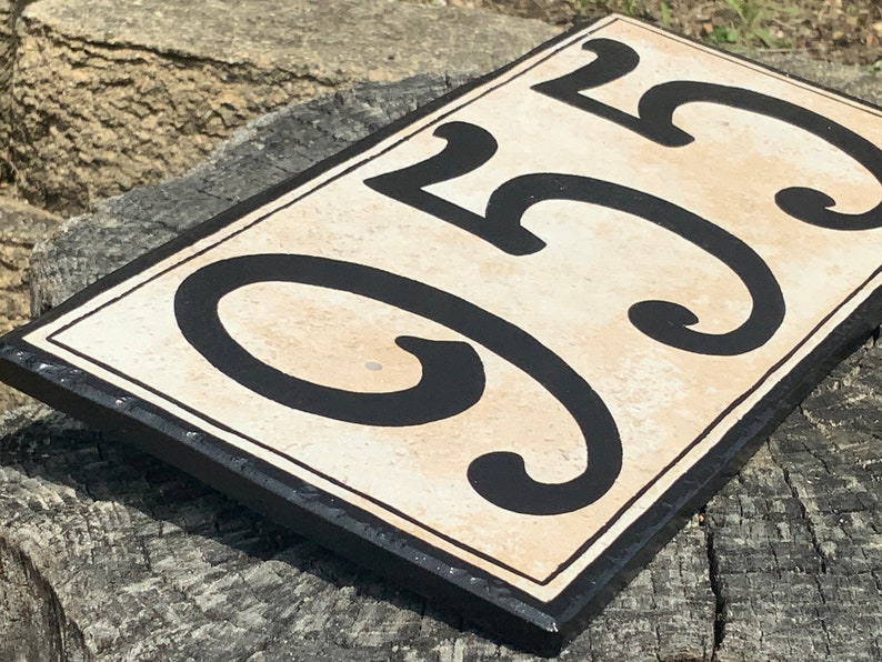 Large Rustic house number plaque. Porcelain address sign, Black door signs, Housewarming gift, Real Estate closing gift image 8