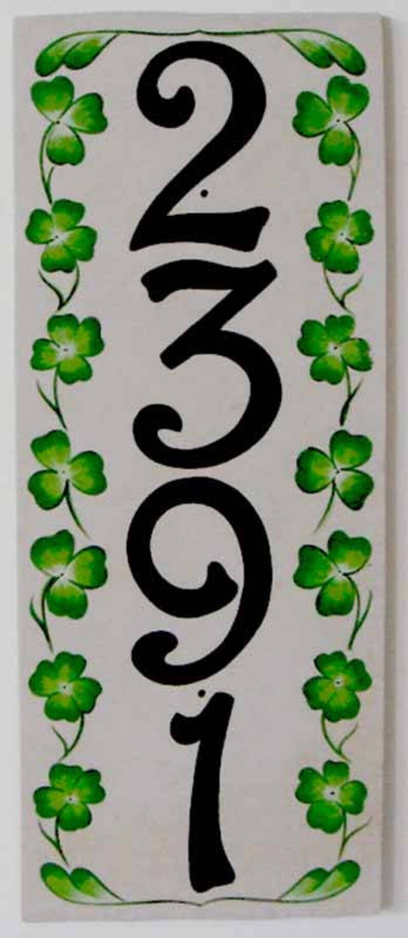 Vertical Clover House Number Plaque Irish House Numbers Etsy