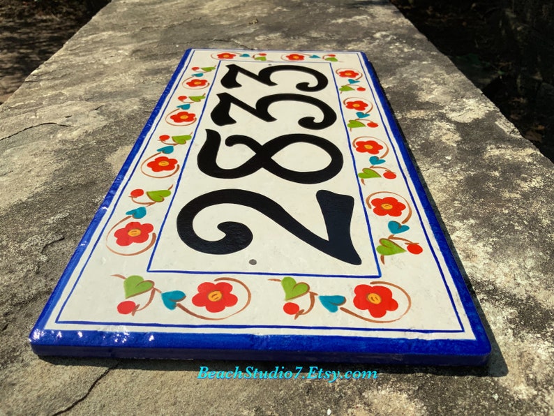 House number plaques floral Porcelain hand painted Italian Etsy
