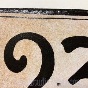 Large Rustic house number plaque. Porcelain address sign, Black door signs, Housewarming gift, Real Estate closing gift image 2