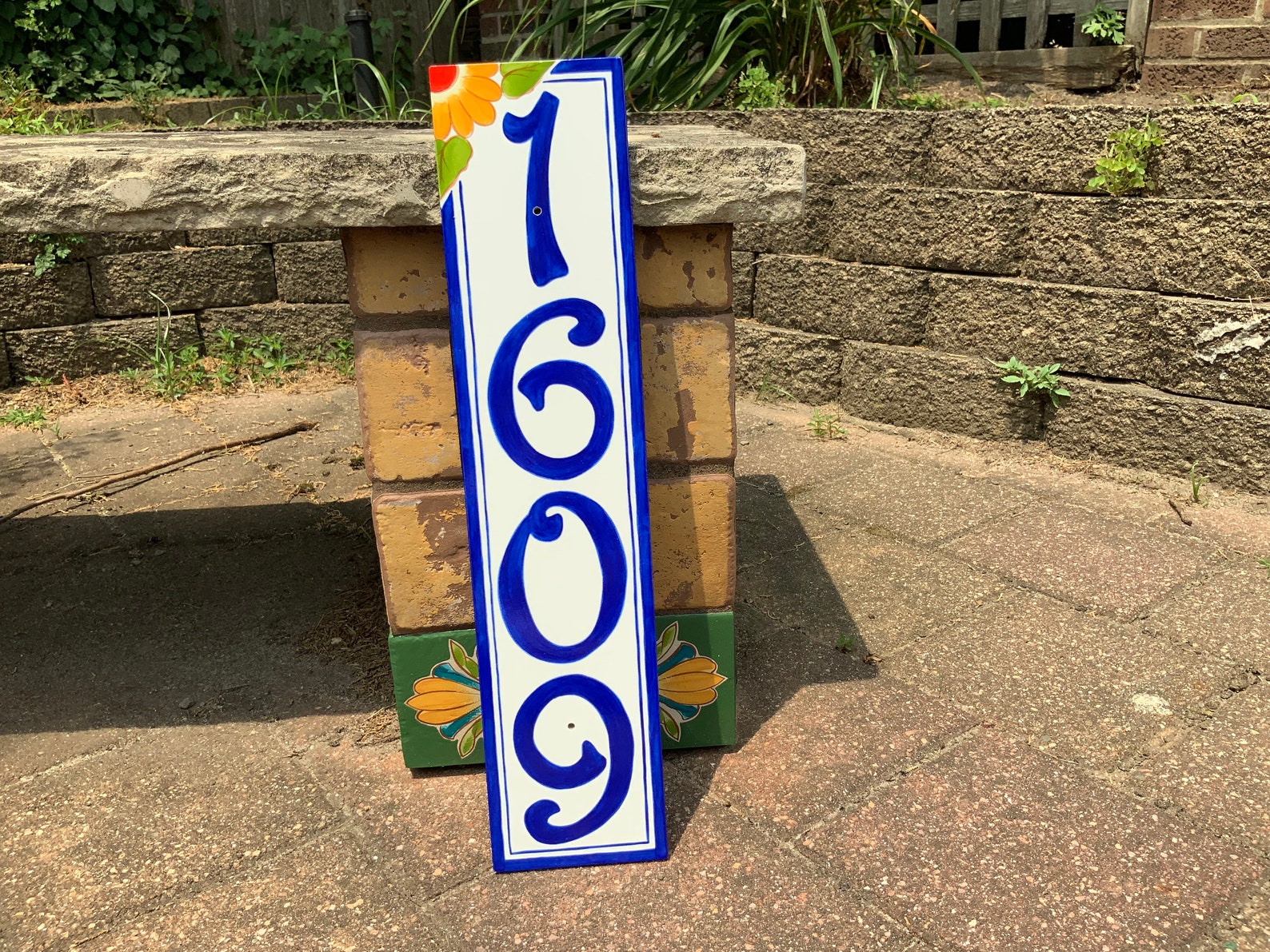 House Number Vertical Plaque for Post. Vertical Address Numbers Ceramic ...