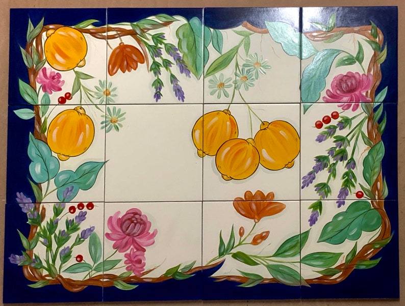 Custom Kitchen Backsplash Murals Hand Painted Decorative Etsy