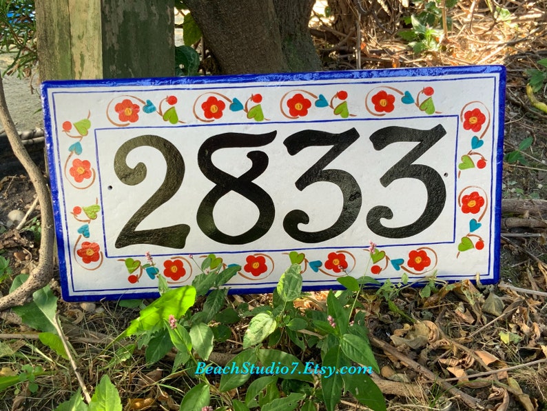 House number plaques floral Porcelain hand painted Italian Etsy