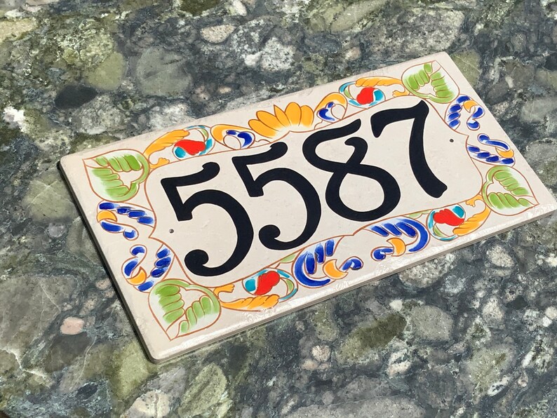 House Number Plaque Hand Painted Porcelain House Number Sign Etsy