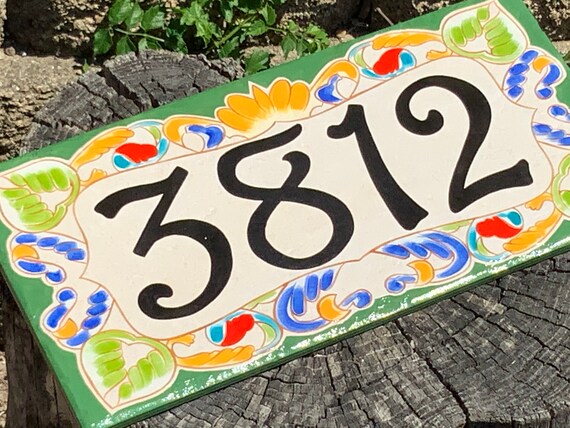 House Numbers Plaque, Hand Painted Porcelain Address Sign, Italian Custom Ceramic Tile House Number, Frost-proof Outdoor Address Plaque