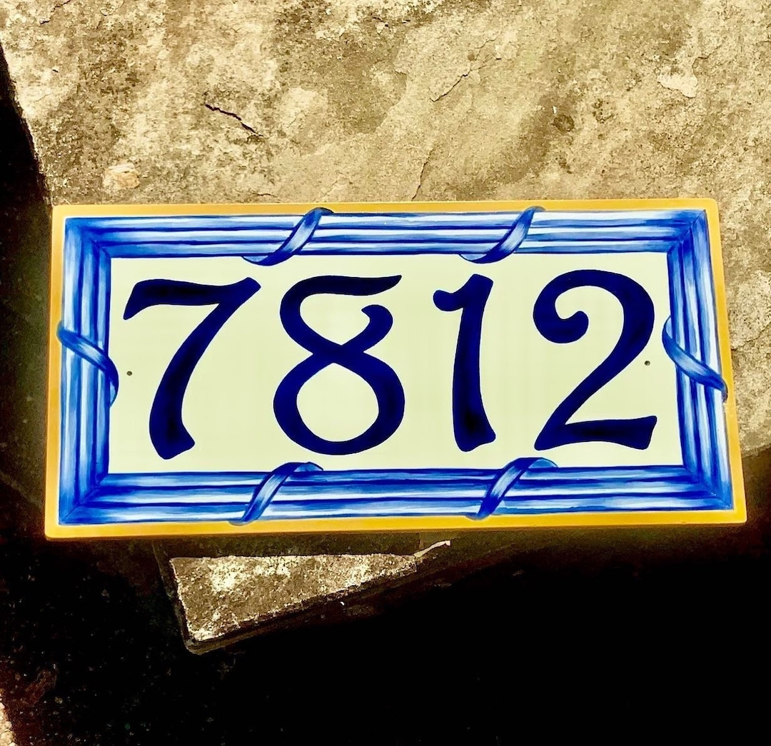 Hand Painted House Number Plaque Decorativeitalian Tile. Door Address