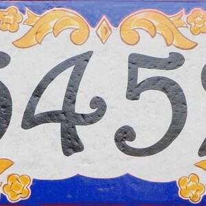 Custom address sign plaque for home, House number personalized family name sign on ceramic decorative housewarming gift for a new homeowner blue