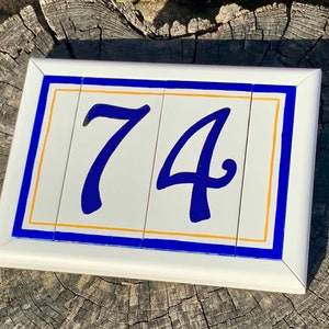 House Numbers With Frame Custom Address Tiles Sign, Ceramic Address Plaque Personalized Decorative Housewarming Home Sign, Spanish Decor