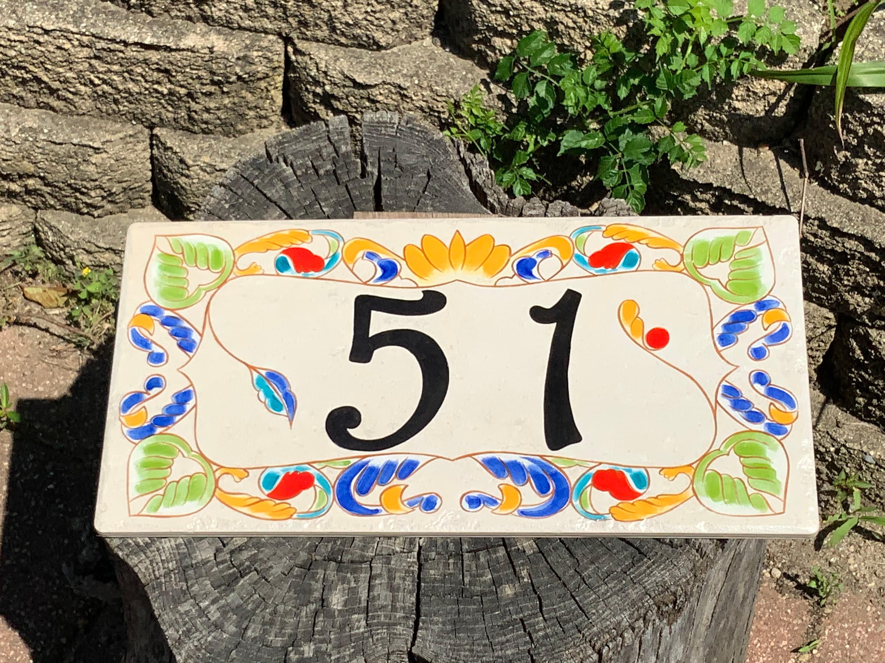 Colorful ceramic house number plaque personalized address Etsy