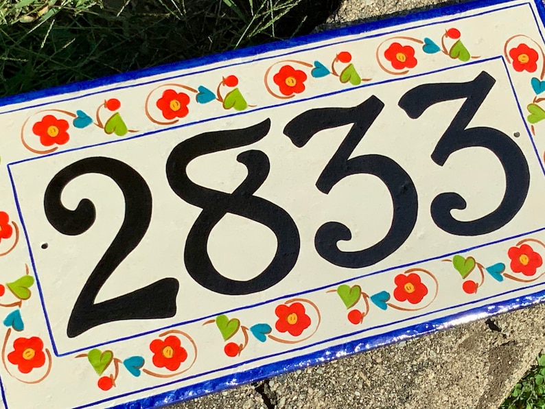 House number plaques floral Porcelain hand painted Italian Etsy