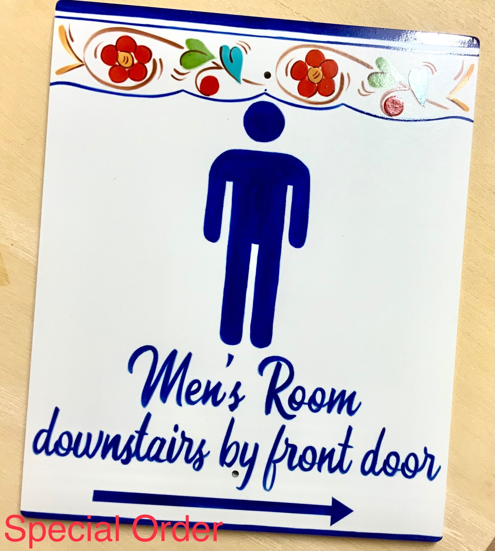 Bathroom Door Signs That Are Hand Painted on Porcelain | Etsy