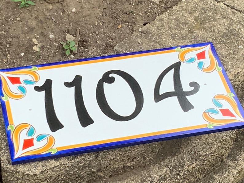 House Numbers Plaque Hand Painted Ceramic House Number Etsy