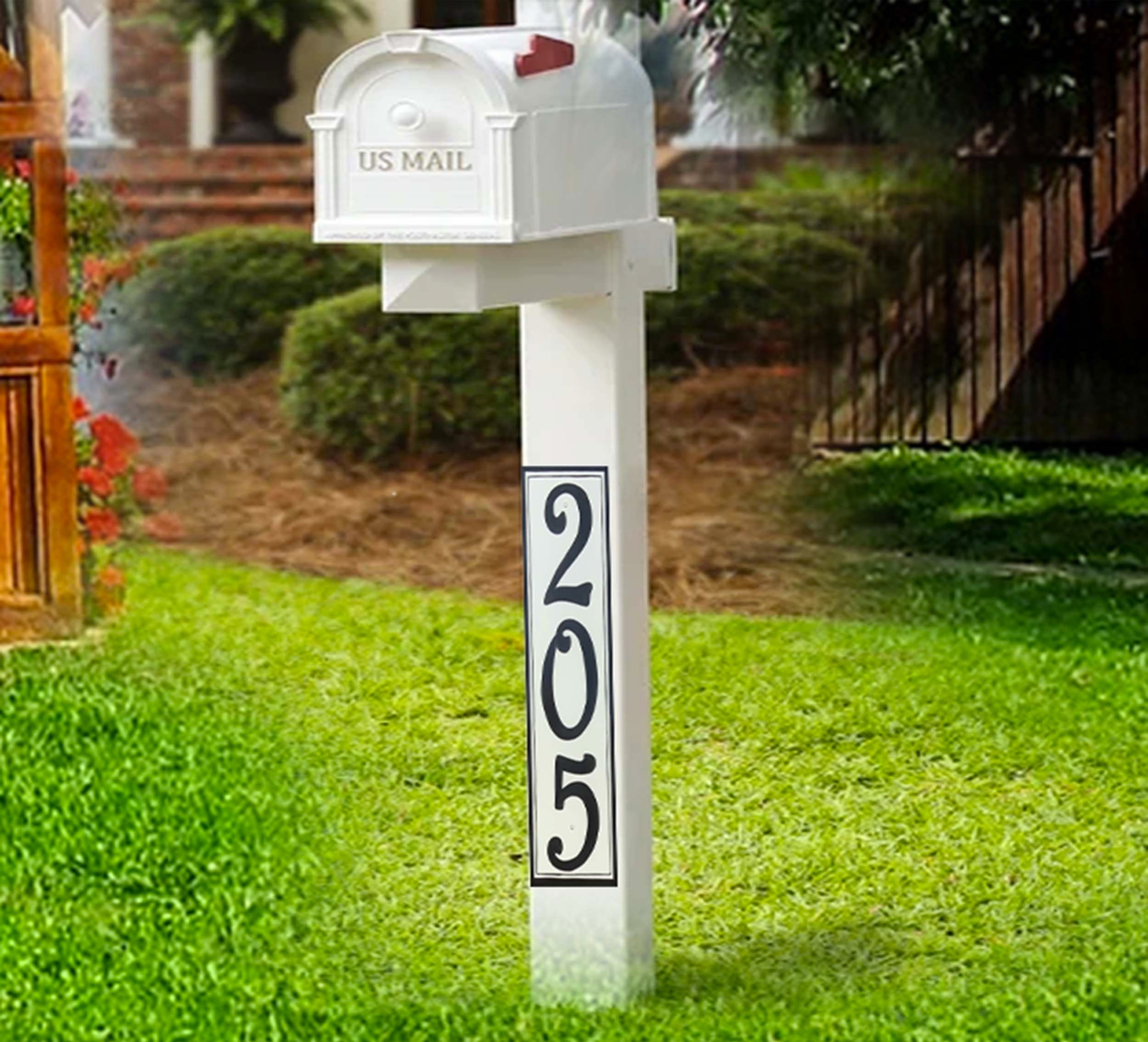 3 1/2 Inch Wide Number Sign for Post Vertical Ceramic House