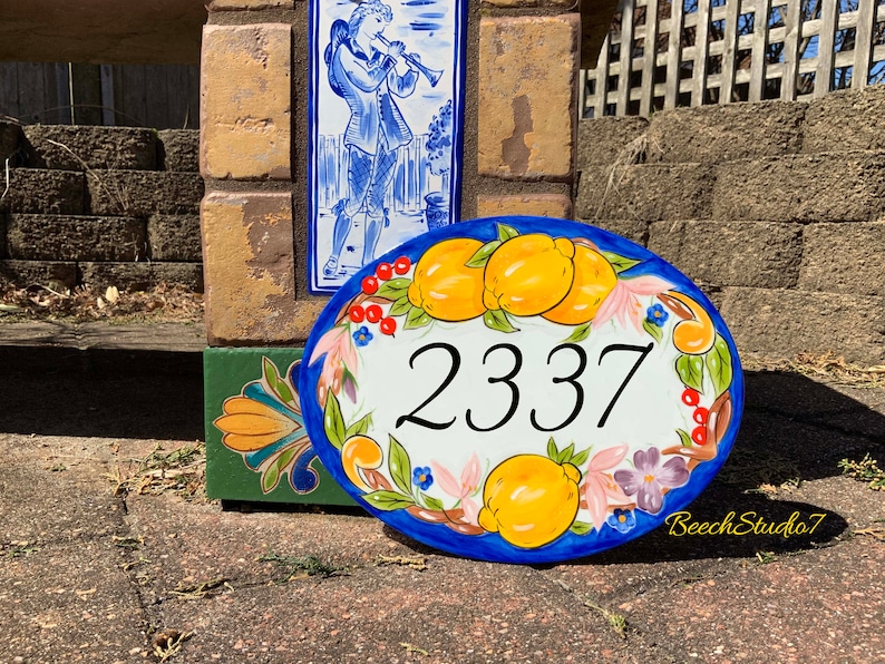 Oval Ceramic House Numbers Custom Positano Lemon Italian Etsy