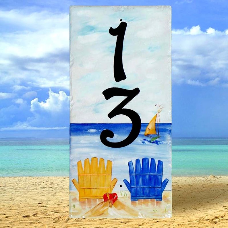 Vertical Beach House Numbers Beach Decor Nautical Vertical Etsy