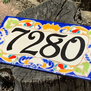 Hand Painted Italian house number address plaque, Housewarming gift house number sign, Name sign, Welcome sign blue