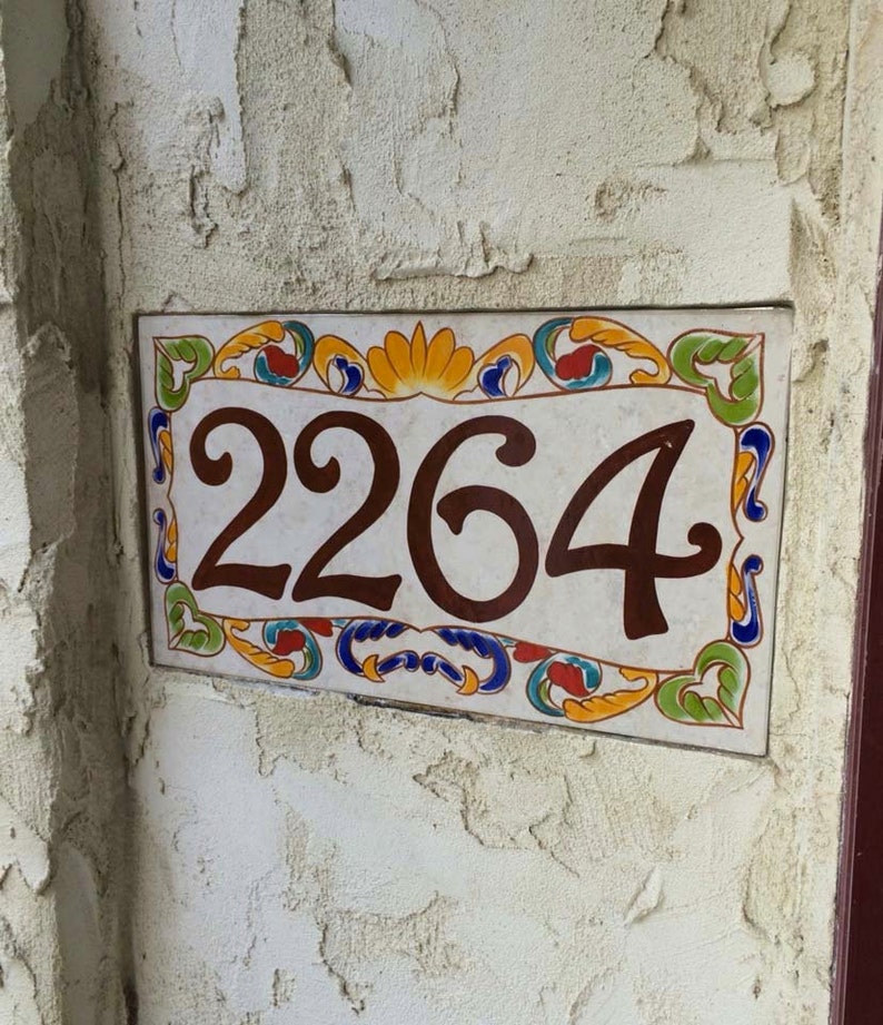 Hand Painted Italian house number address plaque, Housewarming gift house number sign, Name sign, Welcome sign plain (no border)