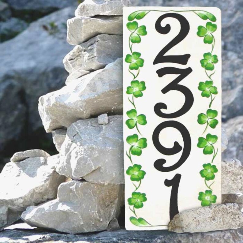 Vertical Clover House Number Plaque Irish House Numbers Etsy