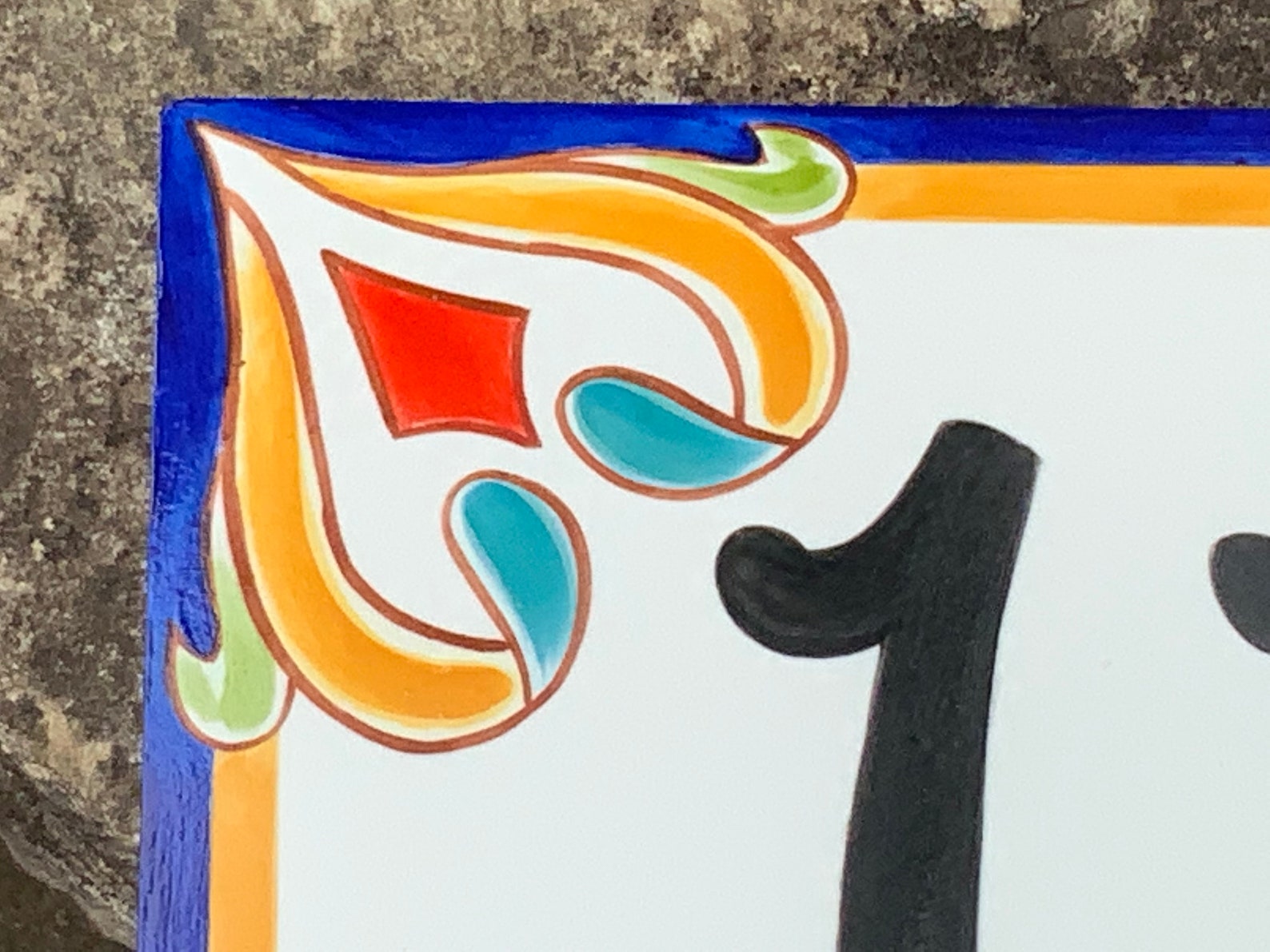House Numbers Plaque Hand Painted Ceramic House Number Etsy