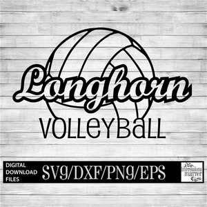 Longhorn Volleyball - Digital Art File - SVG and DXF File for Cricut & Silhouette - Longhorns Volleyball Logo Mascot Team Digital Download