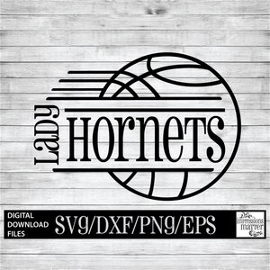 Lady Hornets Basketball - Digital Art File - SVG and DXF File for Cricut & Silhouette - Hornet Basketball Logo Mascot Team Digital Download
