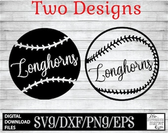 Longhorns Baseball Softball SVG DXF: Team Logo (Digital Download)