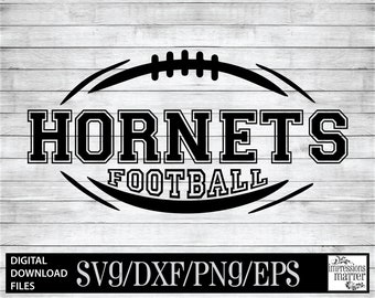 Hornets Football Logo SVG DXF: Mascot Team Digital File (Digital Download)