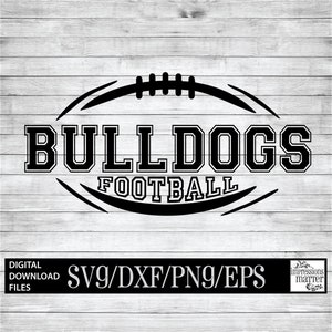 Logotipo de fútbol americano de los Bulldogs SVG DXF: Archivo digital del equipo de la mascota