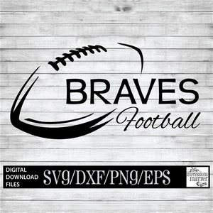 Braves Football Trendy - Digital Art File - SVG and DXF File for Cricut & Silhouette - Brave Football Logo Mascot Team Digital Download