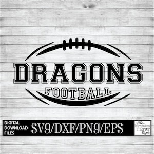 Dragons Football - Digital Art File - SVG and DXF File for Cricut & Silhouette - Dragon Football Logo Mascot Team Digital Download