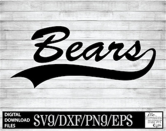 Bears Script SVG DXF: Sports Logo Mascot (Digital Download)