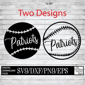 Patriots Baseball and Softball - Digital Art File SVG and DXF File for Cricut & Silhouette - Patriot Logo Mascot Team Digital Download