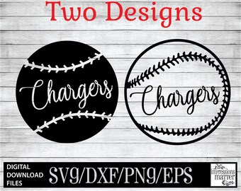 Chargers Baseball and Softball - Digital Art File SVG and DXF File for Cricut & Silhouette - Charger Logo Mascot Team Digital Download