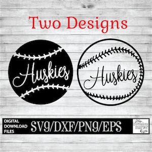 Huskies Baseball and Softball - Digital Art File SVG and DXF File for Cricut & Silhouette - Husky Logo Mascot Team Digital Download