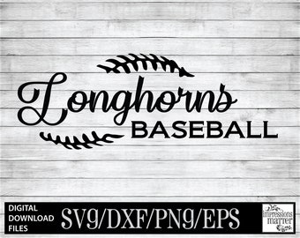 Longhorns Baseball Logo SVG DXF: Team Mascot Digital Art (Digital Download)