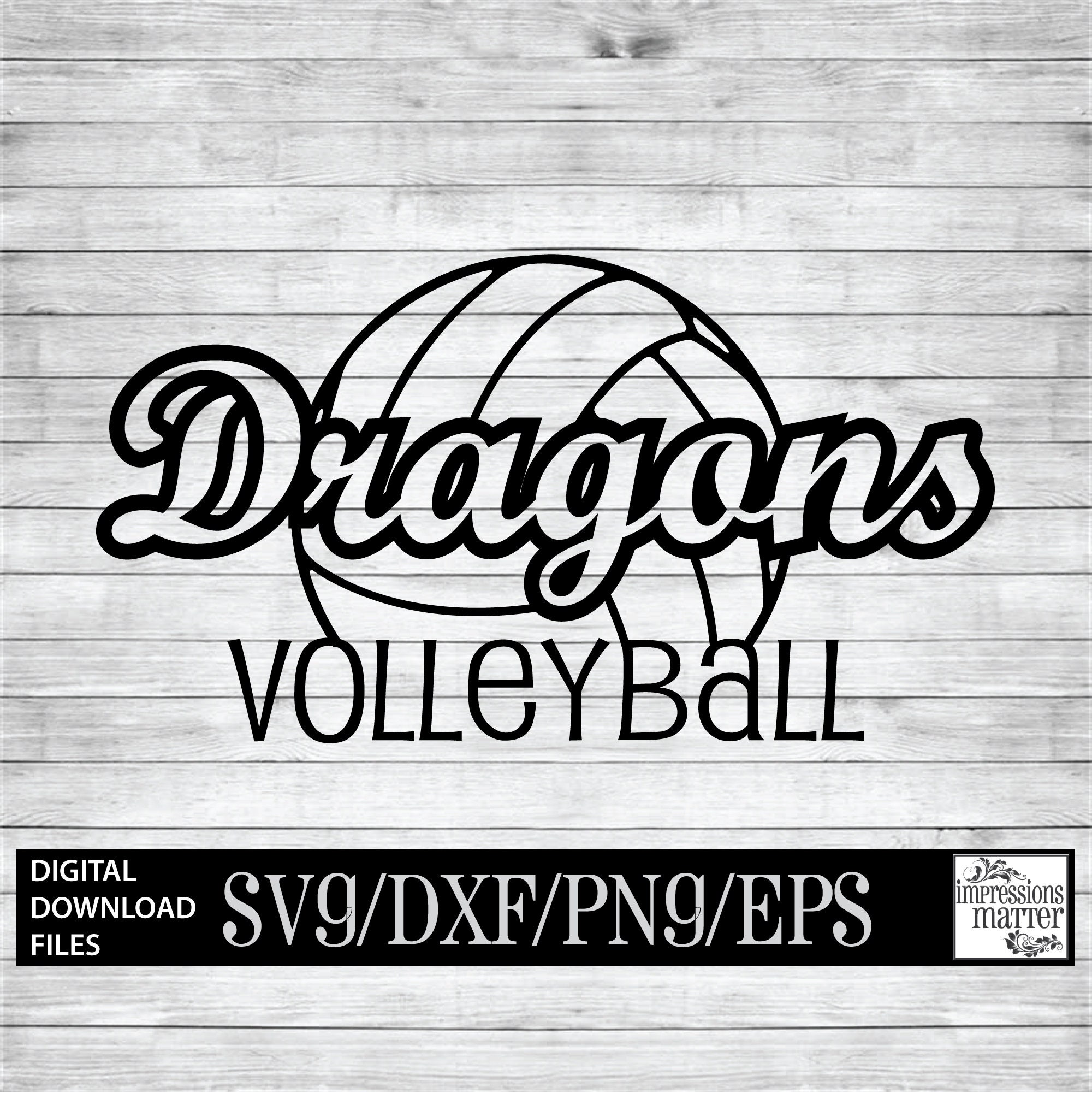 Dragons Volleyball Digital Art File SVG and DXF File for Etsy